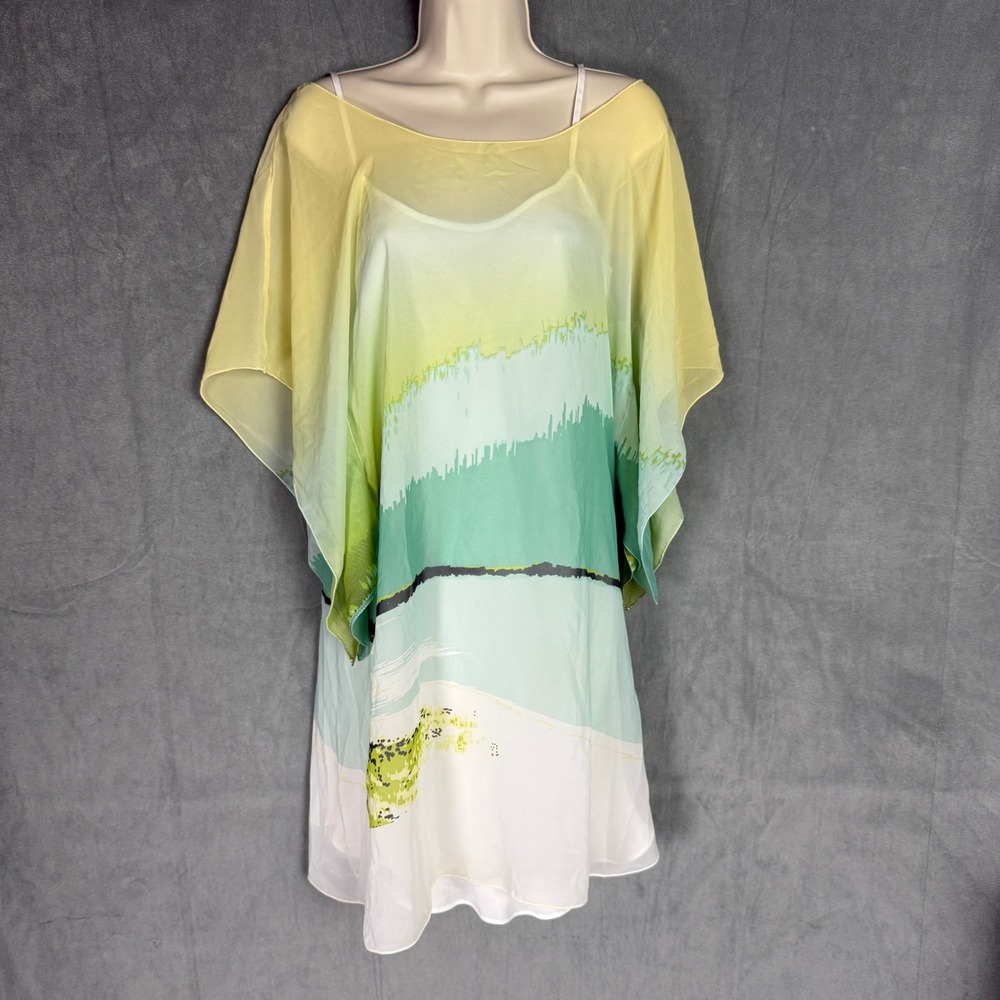 Soma Intimates Kaftan Cover Up Sz S Shirt and Slip Set Abstract Print Nightgown‎
